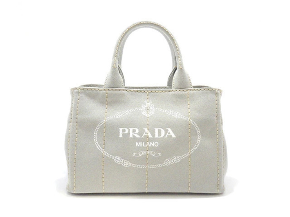 Prada Bag Canapa Handbag Canvas Gray